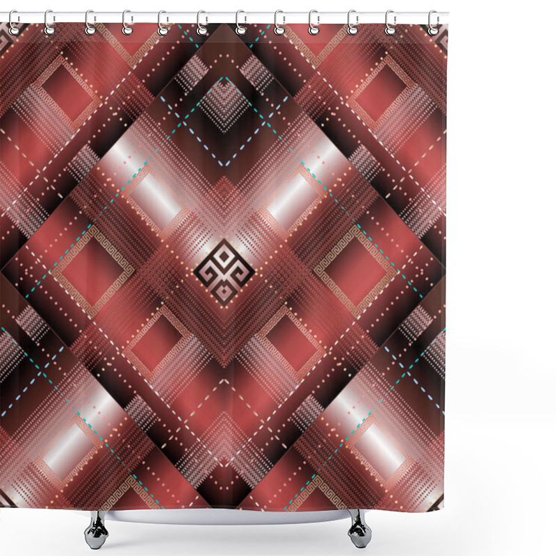 Personality  Greek Striped Geometric 3d Vector Seamless Pattern.  Shower Curtains