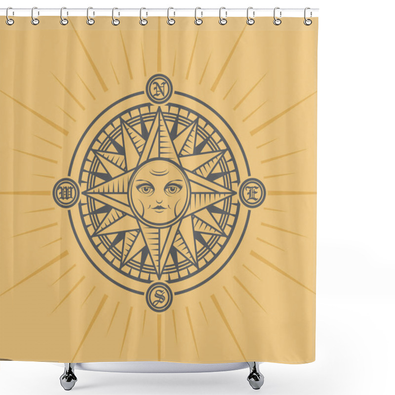 Personality  Compass Rose, Vector Shower Curtains