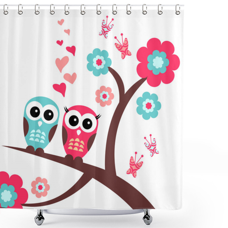 Personality  Pretty Romantic Card With Owls Shower Curtains