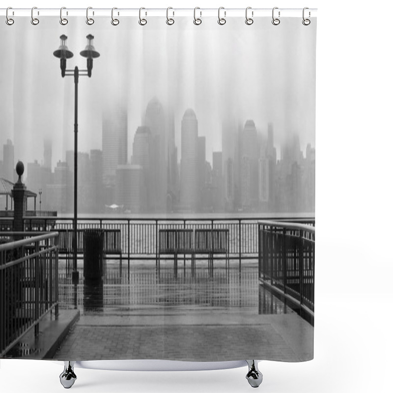 Personality  New York City Skyline On A Rainy Day Shower Curtains