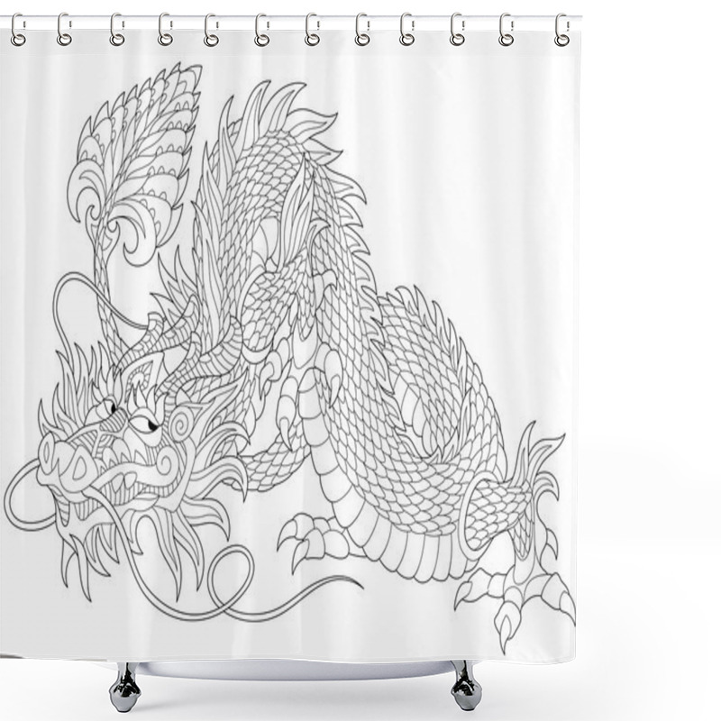 Personality  Zentangle Stylized Dragon Shower Curtains