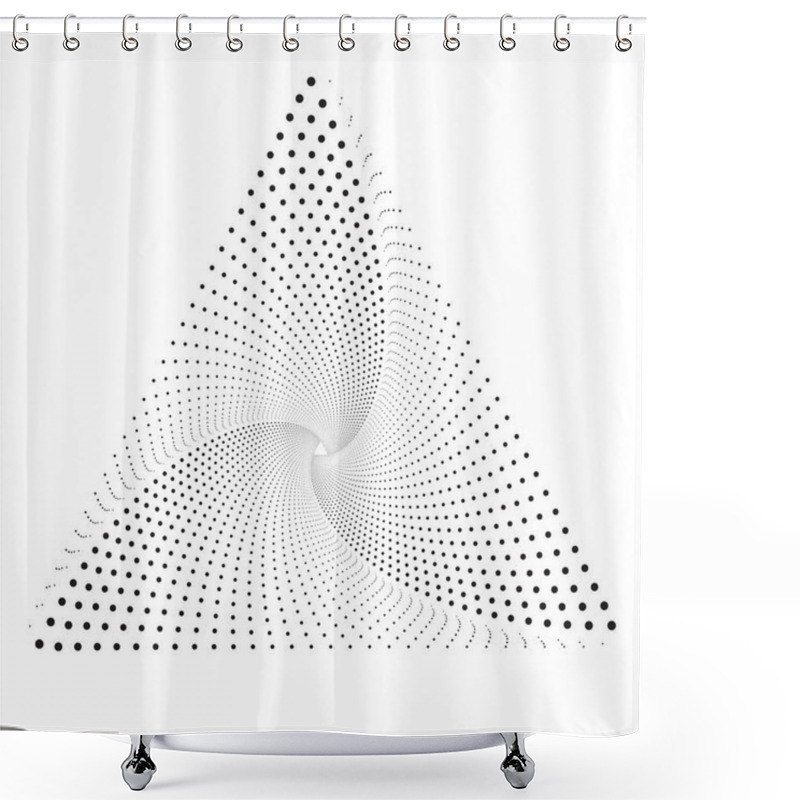 Personality  Triangle With Dots In Spiral Form Shower Curtains