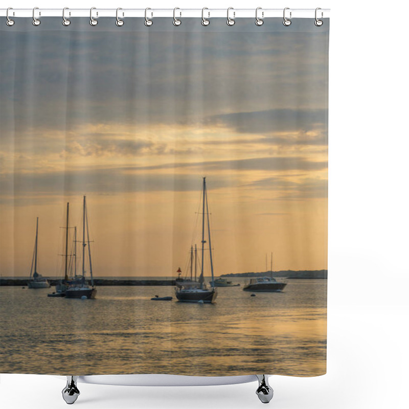 Personality  Moored Sailboats In A Harbor On Martha's Vineyard Shower Curtains