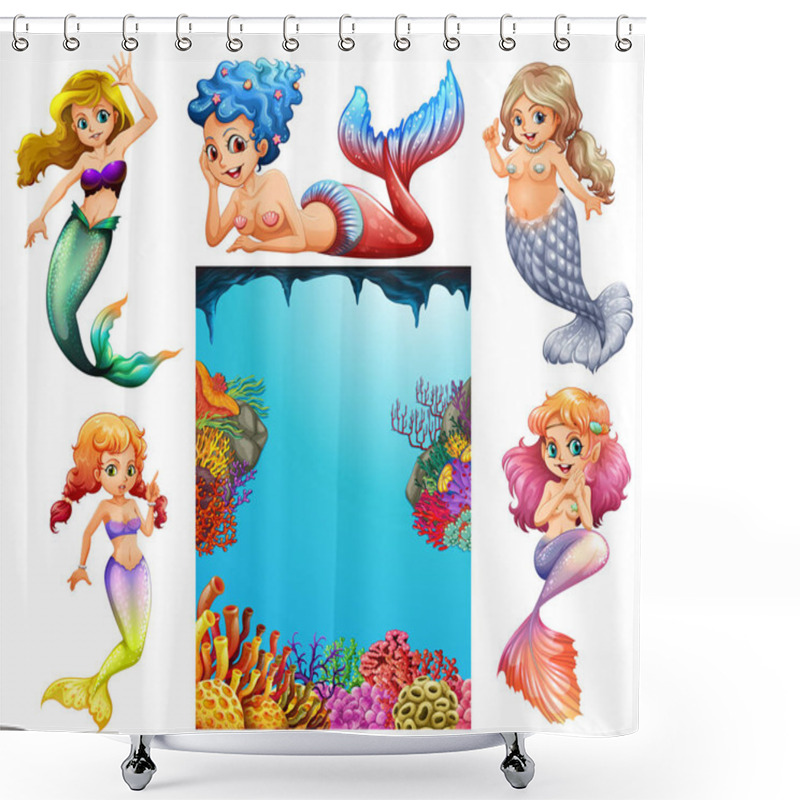 Personality  Underwater Scene With Lots Of Mermaids Shower Curtains