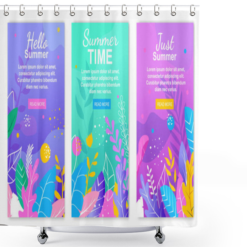 Personality  Just Summer. Hello Summer Time Floral Banner Set Shower Curtains