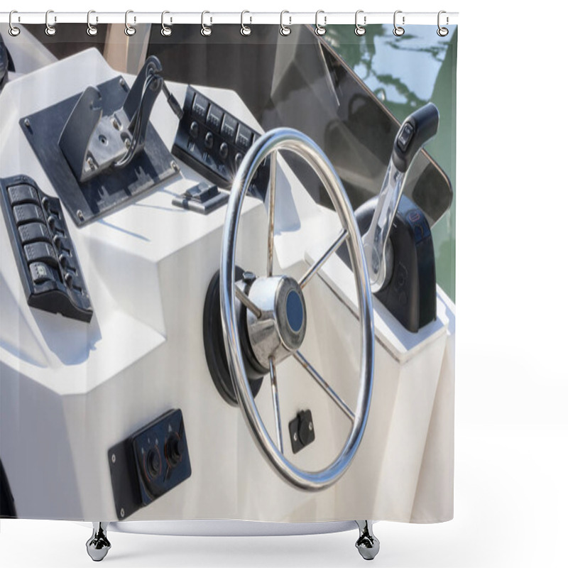 Personality  Well Equipped Dashboard In Fishing Boat Shower Curtains