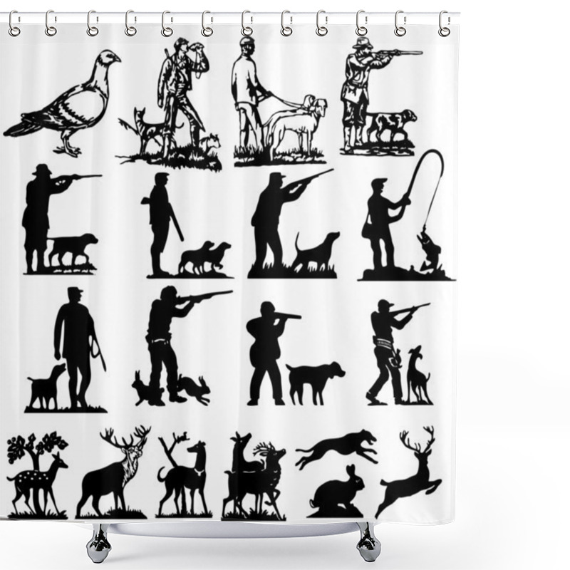 Personality  Hunting Collection Silhouettes - Vector Shower Curtains