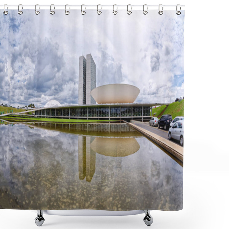 Personality  Brasilia, Federal District, Brazil - January 25, 2020: Exterior Of The National Congress Shower Curtains