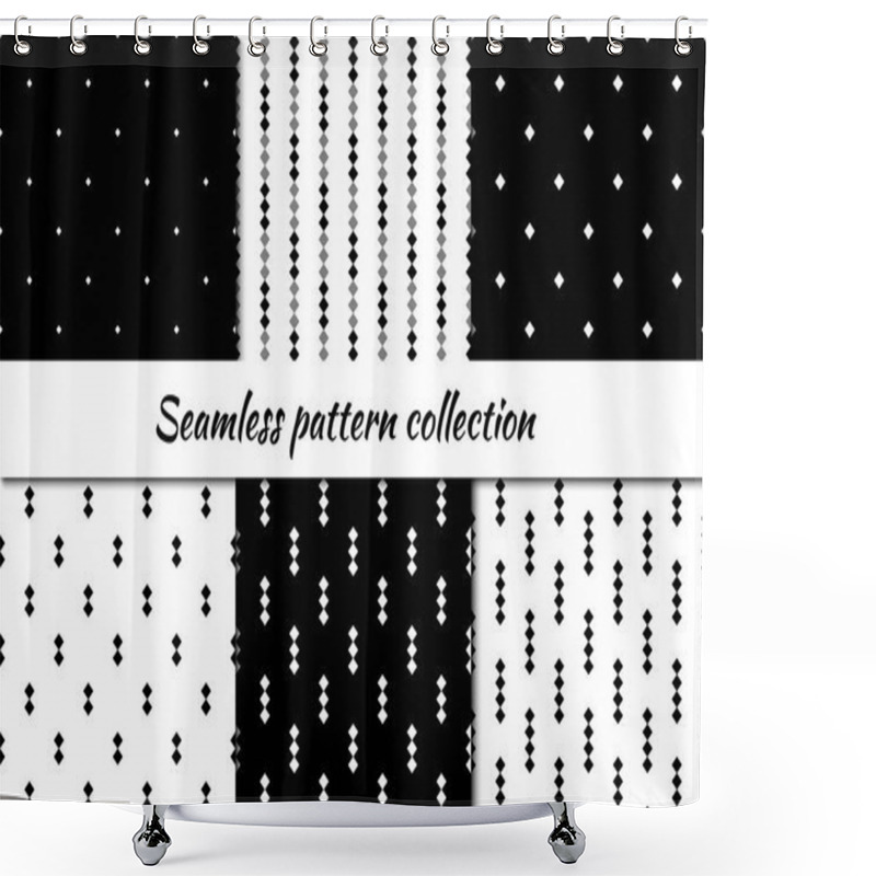 Personality  Seamless Pattern Collection. Geometrical Design Backgrounds Set. Repeated Rhombuses, Diamonds, Squares Motif. Geo Print Shower Curtains