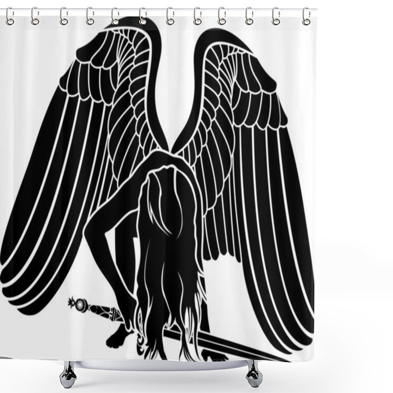 Personality  Fallen Angel With Sword Shower Curtains