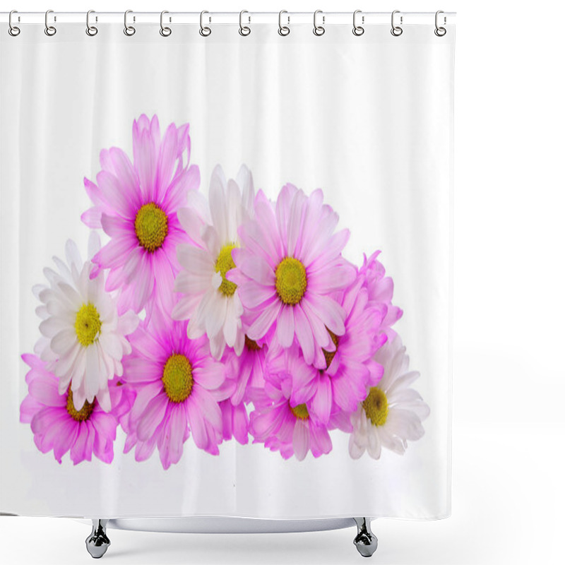 Personality  Pink Chrysanthemum Flowers Isolated On White, Bouquet Shower Curtains