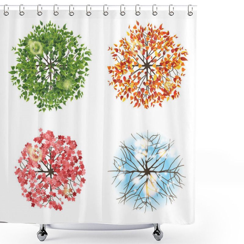 Personality  Tree Icon In 4 Different Seasons - Top View Shower Curtains