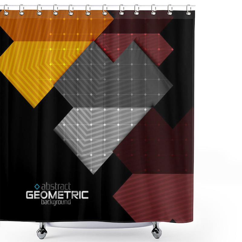 Personality  Colorful Geometric Shapes With Texture On Black. Modern Futuristic Abstract Design Template Shower Curtains