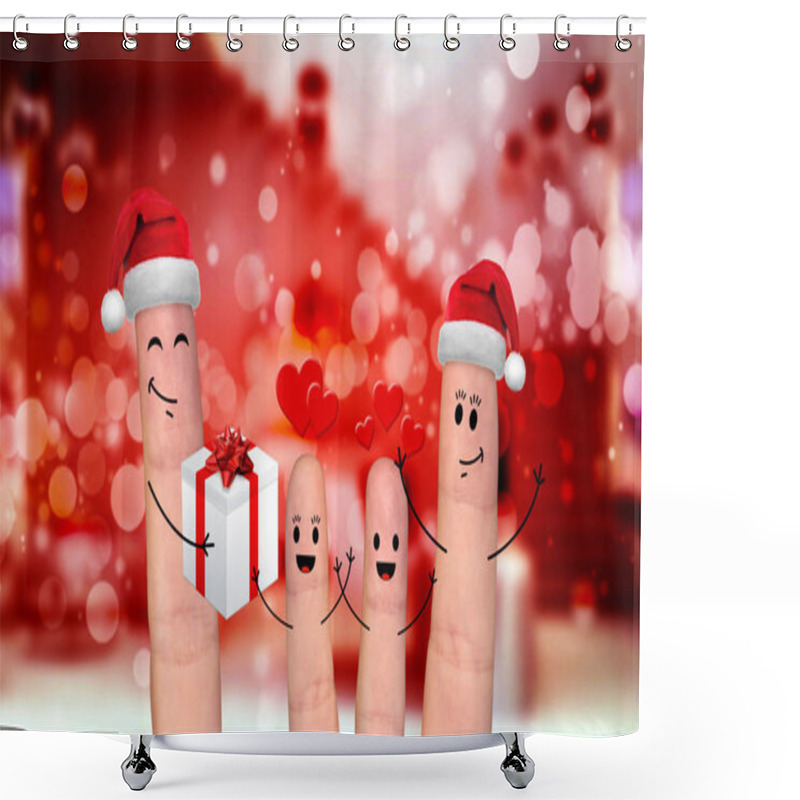 Personality  Happy Finger Family Celebrating Christmas Shower Curtains