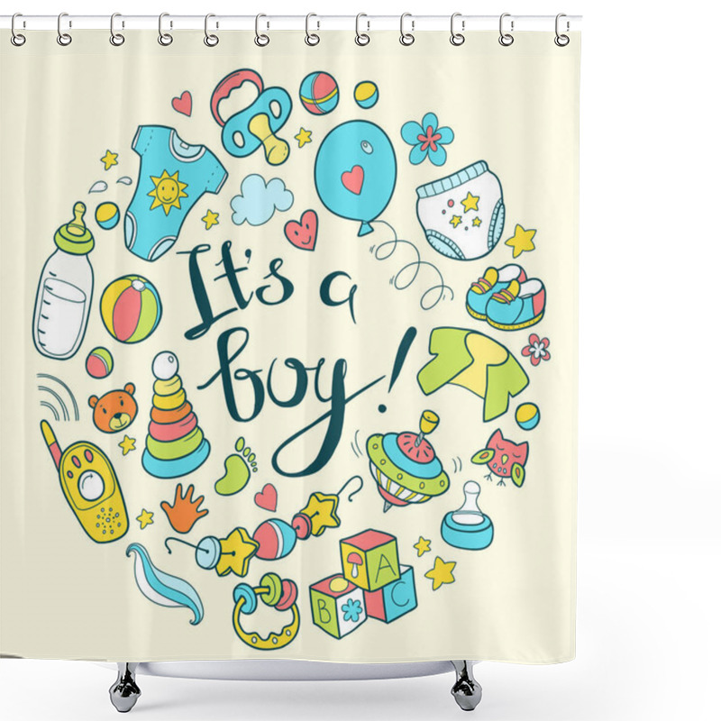 Personality  Newborn Doodle Round Illustration Shower Curtains