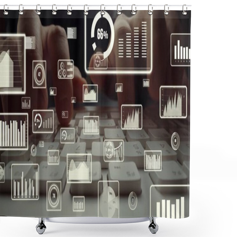 Personality  Creative Visual Of Business Big Data And Finance Analysis On Computer Shower Curtains