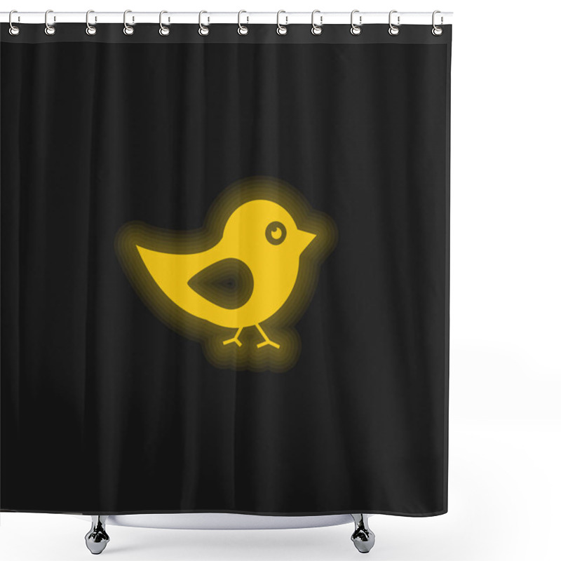 Personality  Bird Of Black And White Feathers Yellow Glowing Neon Icon Shower Curtains