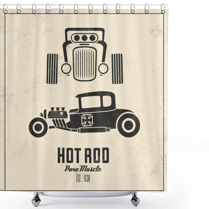 Personality  Retro Hot Rod Poster Shower Curtains