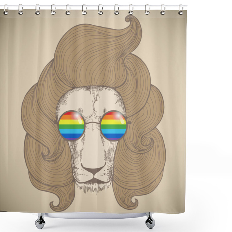 Personality  Portrait Of A Lion With A Chic Haircut Shower Curtains