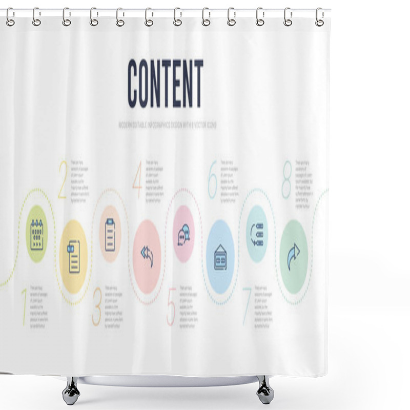 Personality  Content Concept Infographic Design Template. Included Reply, Priority, Weekend, Hat, Reply All, Paste Icons  Shower Curtains