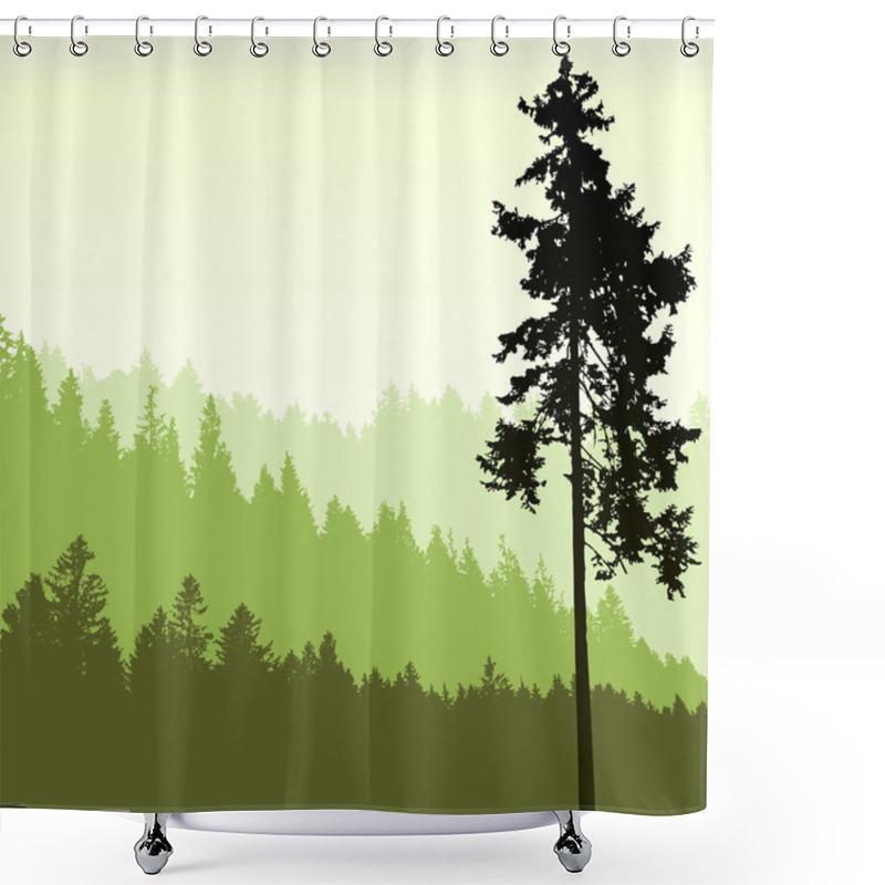 Personality  Tree Silhouette On An Abstract Background Shower Curtains