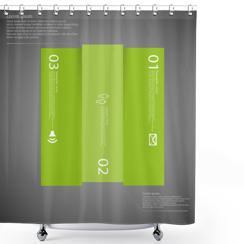 Personality  Dark Square Template Infographic Vertically Divided To Three Green Parts Shower Curtains