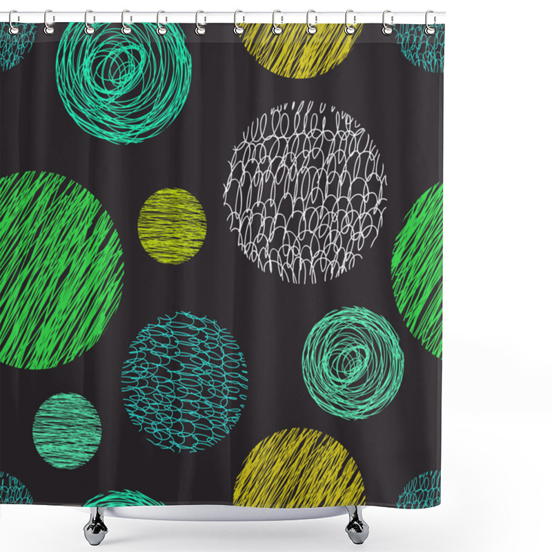 Personality  Seamless Pattern With Scribbles Circles. Shower Curtains