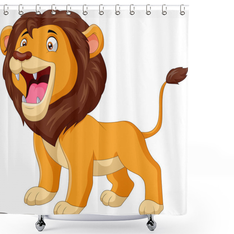 Personality  A Cute Cartoon Lion Roaring Shower Curtains