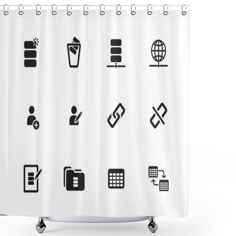 Personality  Database Icons On White Background. Shower Curtains