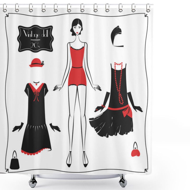 Personality   Doll Paper Retro 20s  Shower Curtains