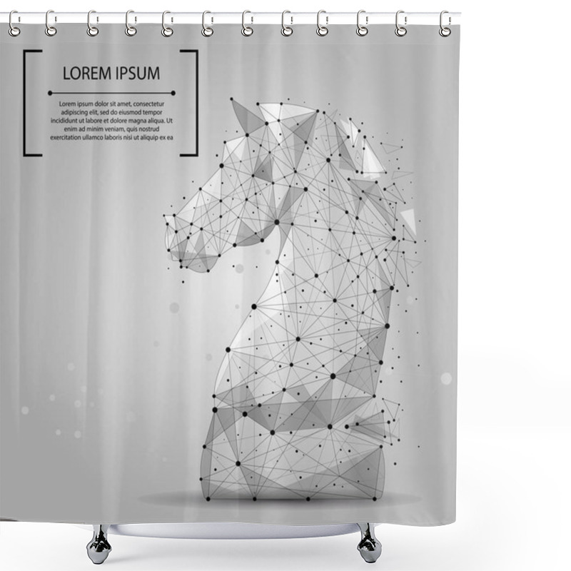 Personality  Abstract Mash Line And Point Chess Horse. Vector Business Illustration. Polygonal Low Poly.  Shower Curtains