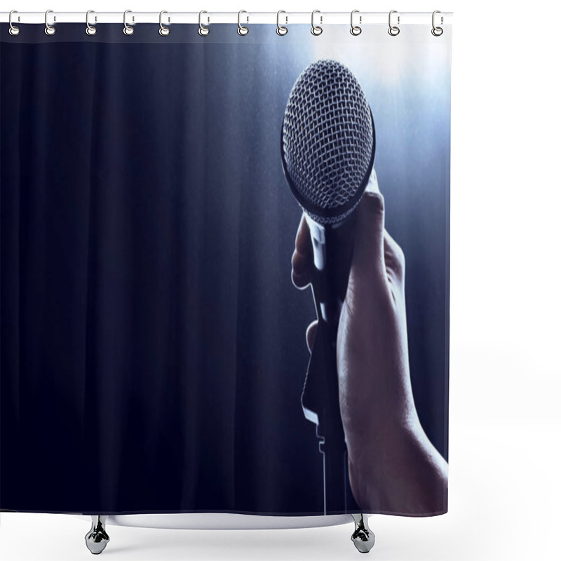 Personality  Man Hand Holding Microphone Shower Curtains