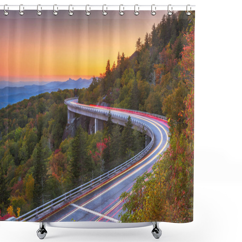 Personality  Grandfather Mountain, North Carolina, USA At Linn Cove Viaduct After Sunset.  Shower Curtains