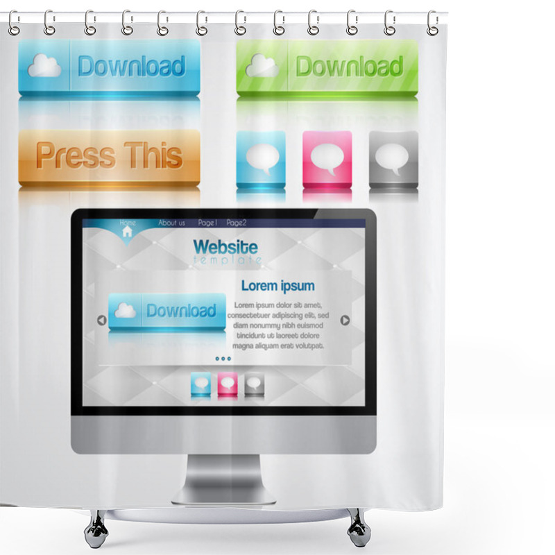 Personality  Monitor With Website Template Shower Curtains