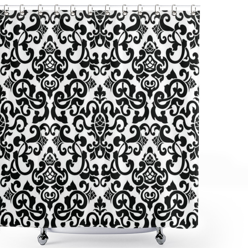 Personality  Black Seamless Pattern, Vector Silhouette Shower Curtains