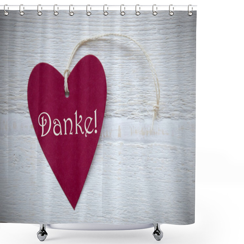 Personality  Red Heart Label With German Text Danke Means Thank You Shower Curtains