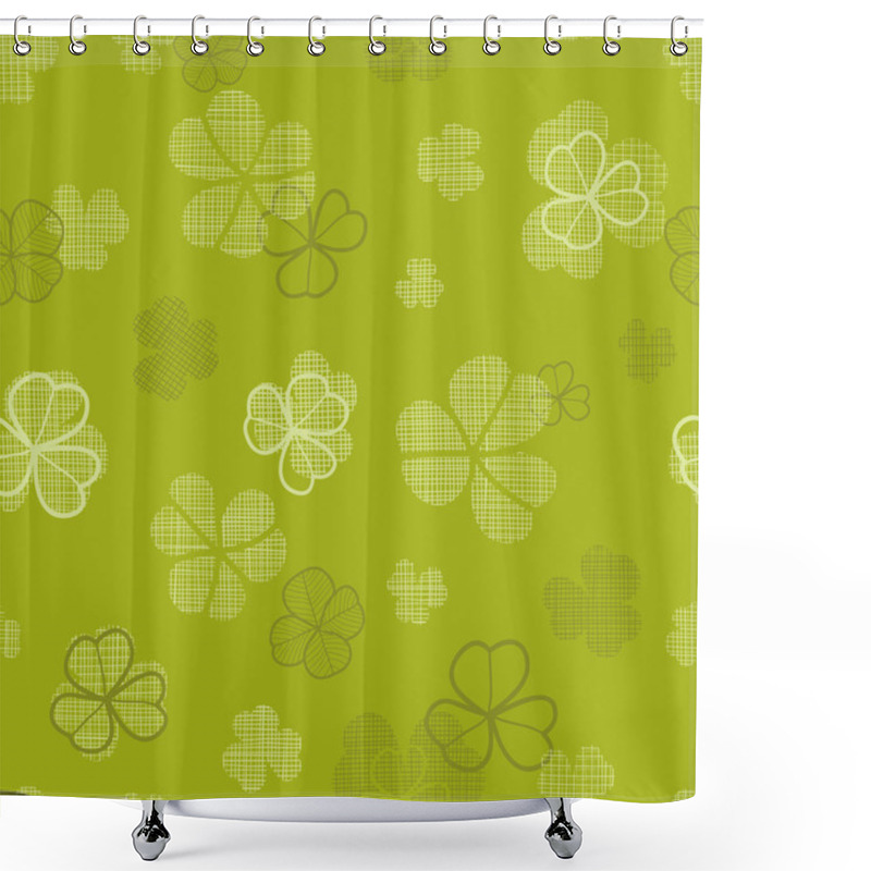 Personality  Green Clover Textile Texture Seamless Pattern Background Shower Curtains