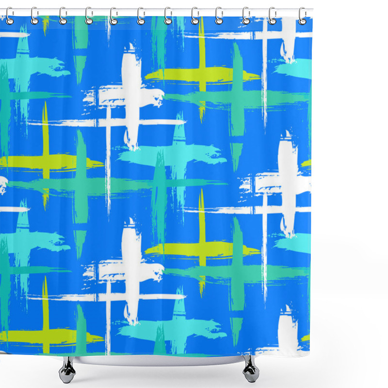 Personality  Pattern With Stripes And Crosses Shower Curtains