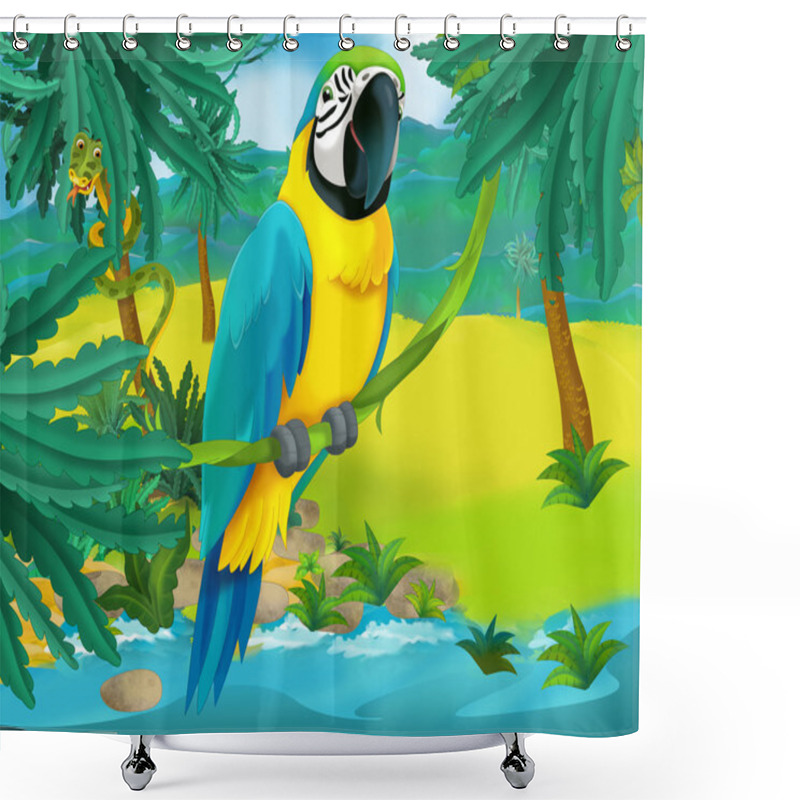 Personality  Cartoon Parrot Shower Curtains