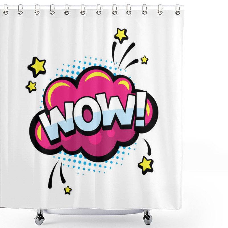 Personality  Comics Speech Bubbles With Text WOW. WOW Word For Comics, Blogging, Streaming And Following In Social Networks And Vlog In Internet Media. Pop Art Style Shower Curtains