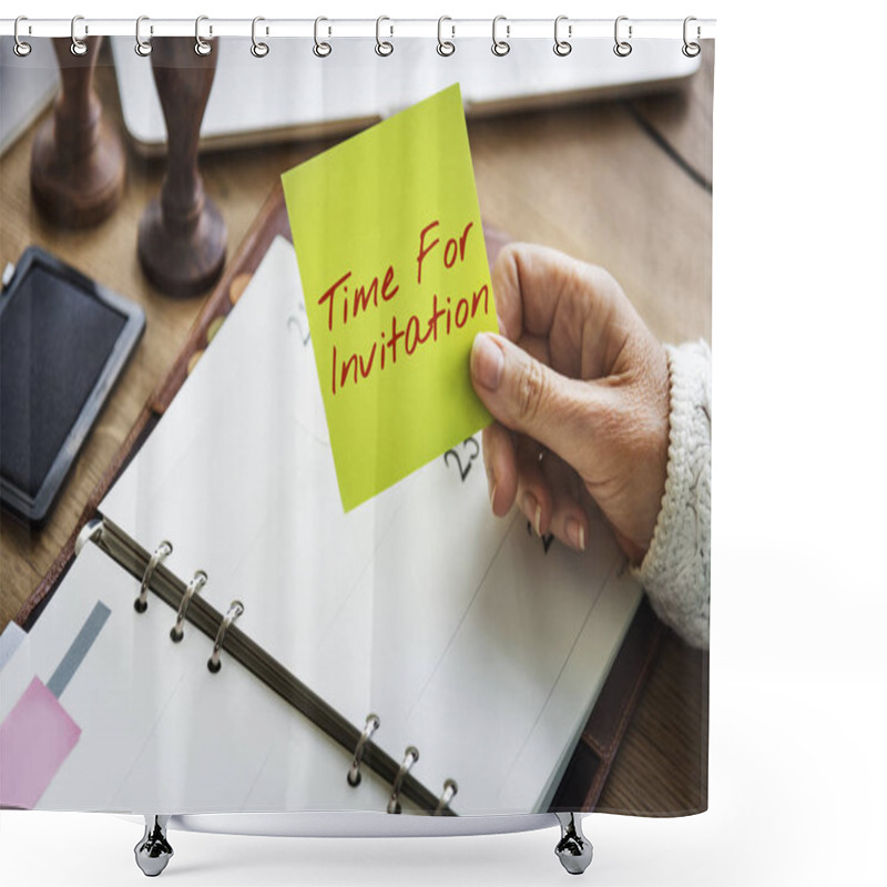 Personality  Person Holding Yellow Stick Note  Shower Curtains