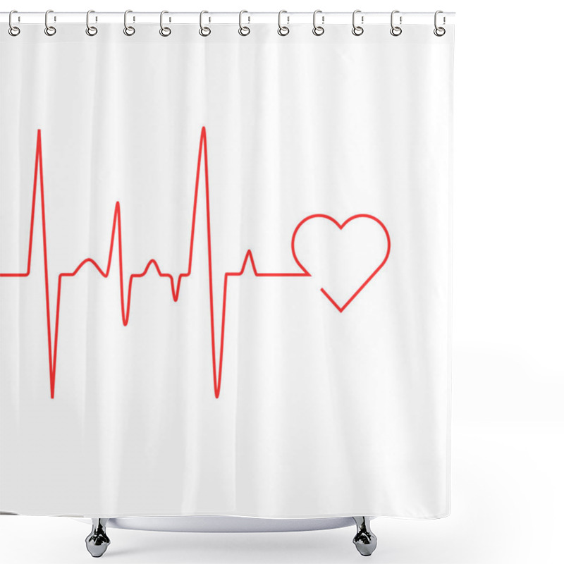 Personality  Heart Rate Cardiogram Uses A White Background And A Red Line Shower Curtains