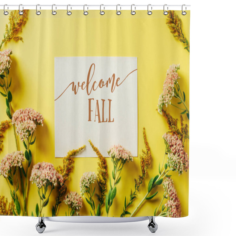 Personality  Flat Lay With Beautiful Wildflowers And Card With 