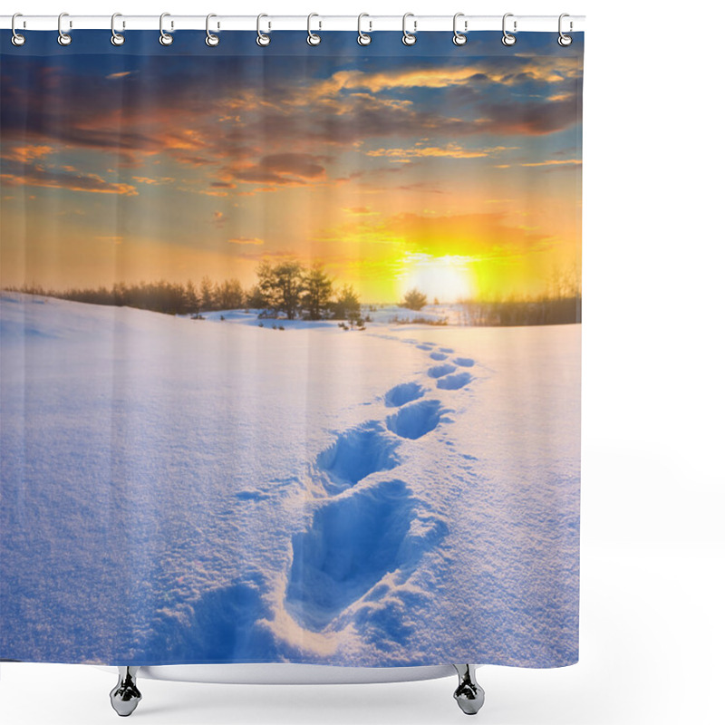 Personality  Winter Plain At The Sunset Shower Curtains