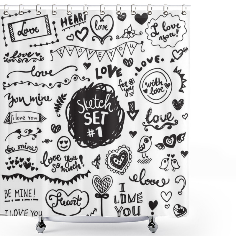 Personality  Hand-drawn Set Of Vector Elements Shower Curtains