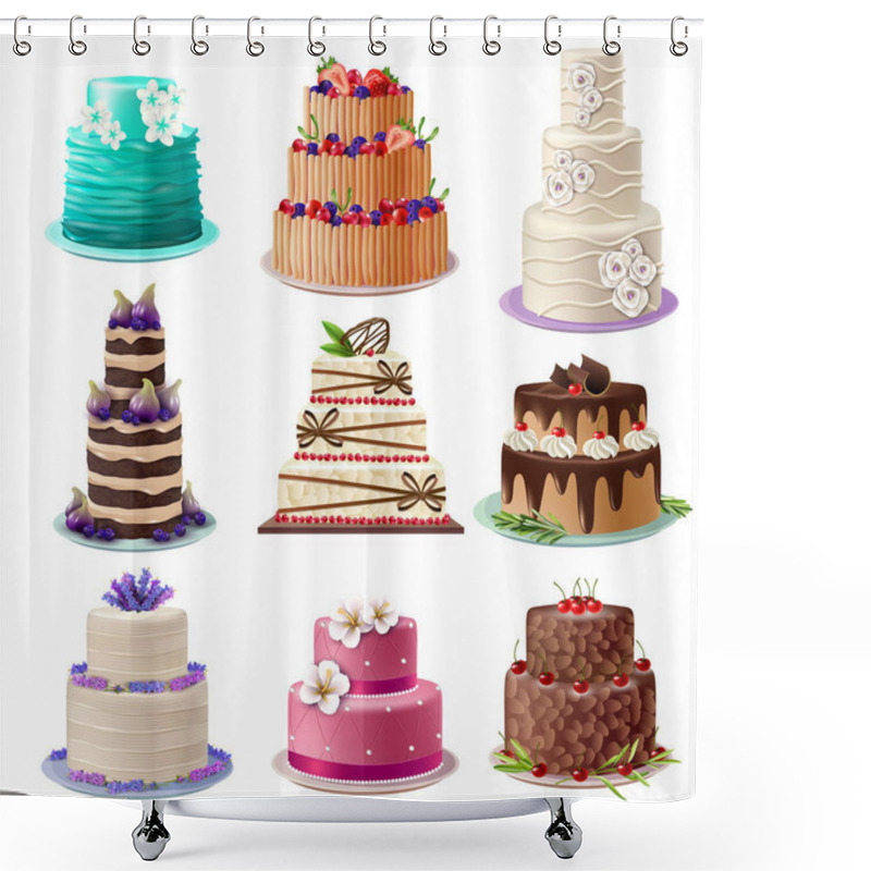 Personality  Sweet Baked Cakes Set Shower Curtains