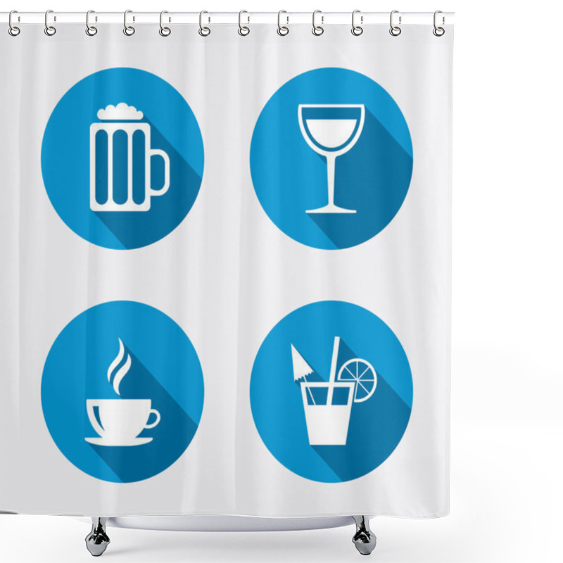 Personality  Coffee Cup, Glass Of Beer Icons. Shower Curtains