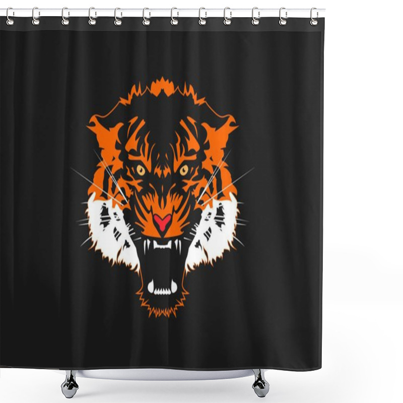 Personality  Logo Tiger Face Vector Shower Curtains