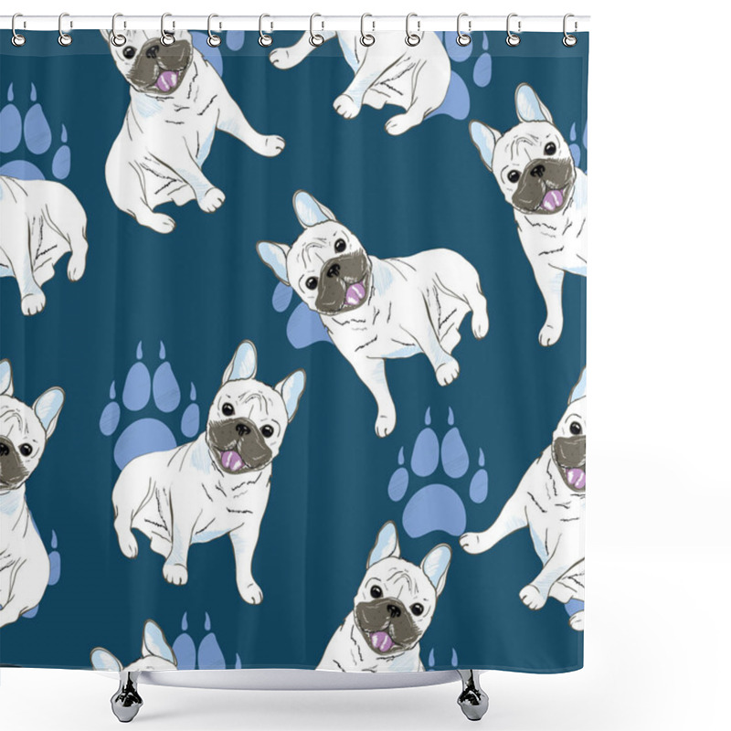 Personality  Bulldogs Seamless Pattern Shower Curtains