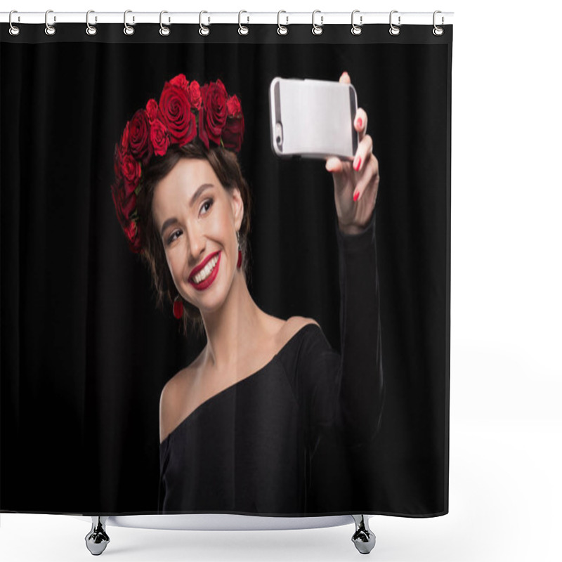 Personality  Woman Making Selfie Shower Curtains